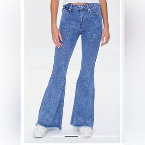 Forever 21 Woman’s Floral Flare Denim Jeans Size 27 NWT